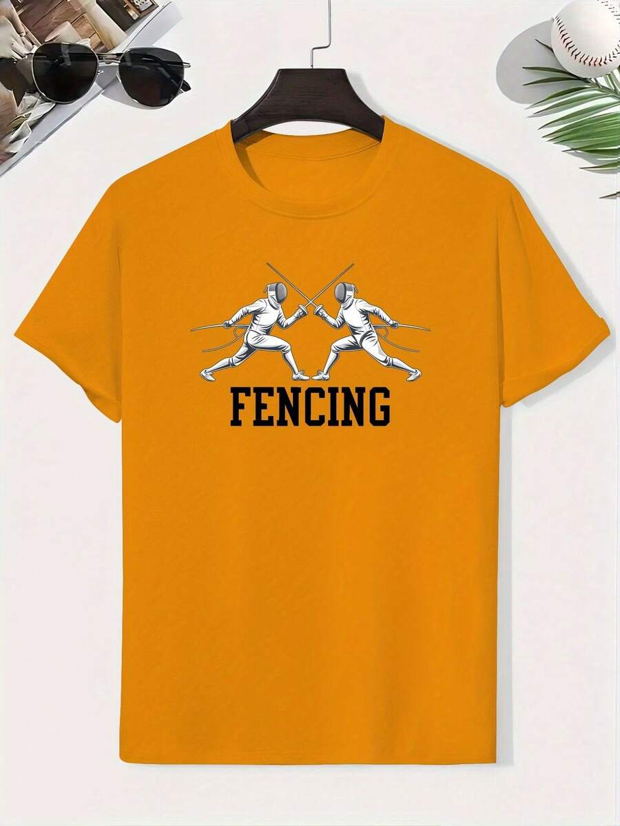 0121 Children's Fencing T-Shirt, Creative Casual T-Shirt, Lightweight And Comfortable Short Sleeve, Summer Clothes For Kids - 橘色 - 查看 1