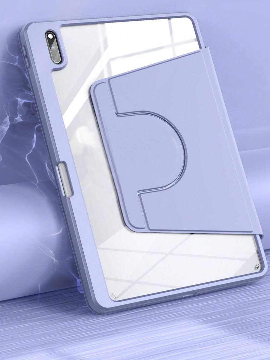 TenYide Rotating Protective Case Compatible With IPad 5th/6th/7th/8th/9th/10th/11th Gen, Air 4th/5th/11(M2)(M3)/13(M2)(M3) Gen, Pro 12.9/ MatePad Series/ Pad Series/Tab Series/Honor Pad Series/GalaxyTab Series, Built-In Apple Pencil Slot, 360 Degree Rotating Protective Stand Transparent Back Shell, Shockproof/Anti-Drop/Dustproof, Auto Wake/Sleep - Light Blue