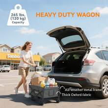 Outsunny Collapsible Folding Wagon Cart, Heavy Duty Outdoor Utility Garden Cart With Universal Wheels And Adjustable Handle For Sports, Camping, Shopping, Grey - 灰色 - 查看 4