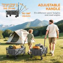 Outsunny Collapsible Folding Wagon Cart, Heavy Duty Outdoor Utility Garden Cart With Universal Wheels And Adjustable Handle For Sports, Camping, Shopping, Grey - 灰色 - 查看 8
