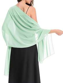 Chiffon Shawl Scarf Suitable For Bride Wedding Party Evening Dress And Special Occasion, Malaysian Headscarf - Green - View 3