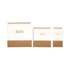1本2026年复古牛皮纸桌面日历，烫金极简翻页月历，线圈装订，办公家居装饰，办公桌配件，办公用品，办公配件 - 長方形 - 查看 11