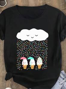 Camiseta de mujer para primavera y verano - Negro - Ver 1