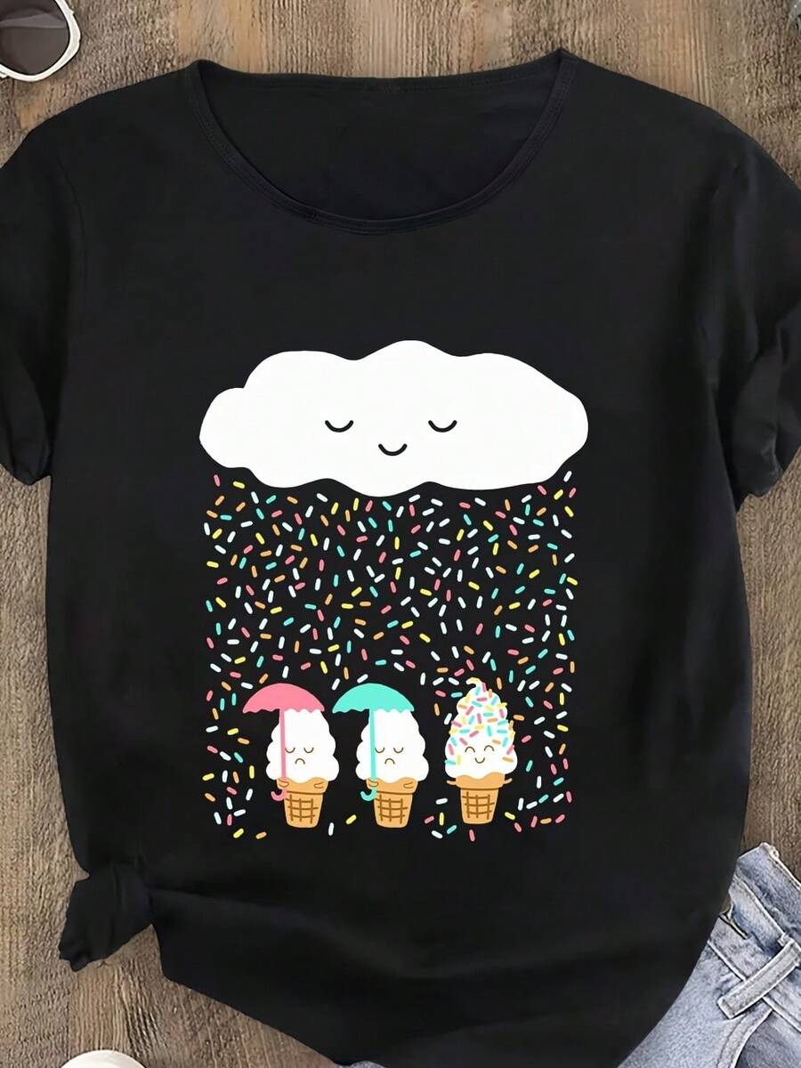Camiseta de mujer para primavera y verano - Negro - Ver 1