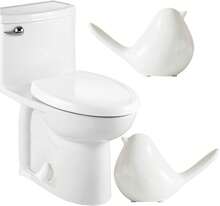 Ceramic Bird Toilet Bolt Covers Decorative Toilet Bolt Caps,Set Of 2 Toilet Caps For Bottom Of Toilet, Toilet Screw Cover Caps For Bolts Bathroom Decor Acessories, Easy Installation (White) - ColorF - View 1