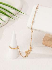 1 chiếc vòng tay dây xích hình rắn thời trang, tối giản và gợi cảm dành cho nữ, phụ kiện đa năng dựa trên kích thước hơn là số lượng hạt. - Vàng - Xem 5
