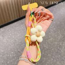 1pc Dopamine-Enhanced Mobile Phone Lanyard/Wrist Strap, Colorful Card Keychain, Anti-Loss, Cute Flower Mobile Phone Strap - Multicolor - View 12