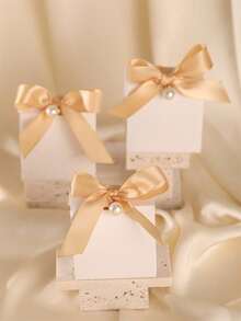 Kotak Kado Kertas Pembungkus Polos, Dengan Hiasan Pita dan Mutiara, Suvenir Pesta, Dekorasi Ulang Tahun, Dekorasi Pernikahan, Perlengkapan Pesta, Hari Valentine - A - View 7