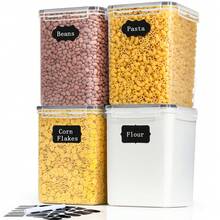 Large 5.2-Liter Canister Lid: 4 Flour Container Labels And Markings | Sealed Storage Cost, Kitchen Utensils. Sugar, Cereals, Cornflakes, Creating an Ideal Kitchen | Dishwasher Durable, Local Warehouse - Übersicht 10