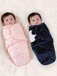 1pc Baby Foil Swaddle, Soothing Anti-Startle, Newborn Foil Star Wrap, Soft & Skin-Friendly! - Baby Swaddle With Gold Foil Stamping - View 11