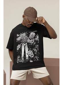Unisex bomulls-T-shirt, Unisex Dorohedoro Anime T-shirt, Kaiman Manga Manga-tröja, sommar-T-shirt, sommaroutfit för kvinnor, sommaroutfit för män, dam-T-shirt, kreativ design, utomhuslek, cool stil, rolig design, söt stil, sommaroutfit. - Svart - Visa 1