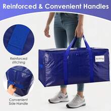 Thickened Large Capacity Moving Backpack Tote Bag, Dual Zipper Design, Durable And Sturdy, Alternative To Moving Boxes, Moving Supplies - Blue - View 2