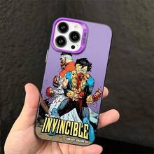 Protective Phone Case Compatible With Apple 17 ProMAX 16 15 14 13 12 11 XSMAX, Superhero Comic Style Design, Battle Scene Broken Effect, Anti-Slip Texture, Precise Fit, Protection Against Bumps And Scratches, Durable Print Finish For Daily Use - 紫色的 - 查看 1