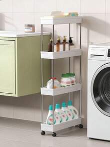 1 pieza Carrito de utilidad práctico móvil de 3/4 niveles, estante de almacenamiento con partición móvil, adecuado para cocina, baño, sala de estar, estante de almacenamiento delgado - Multicolor - Ver 5