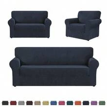 Elastic Sofa Covers For 1/2/3 Seater Sofas, Adjustable Elastic Band, 3-Piece Set, 3-Piece Elastic Cover, Suitable For 1, 2, And 3 Seater Sofas, Includes Multiple Anti-Slip Strips, Soft And Breathable Velvet Fabric, Full Coverage Design, Washable, Sofa Cover, Flexible Packaging, Suitable For Most Sofas, Ships From Local Warehouse. - 顏色 2 - 查看 1