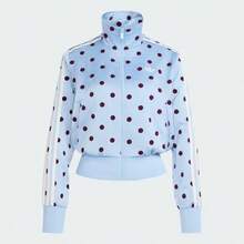 Adidas Originals Satin Polka Dots TT Track Top | All-Over Print Stand Collar Full-Zip Jacket With Striped Long Sleeves, Women's Sporty Streetwear - Màu xanh nhạt - Xem 1