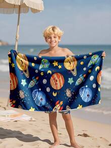 1 buc. Prosop de plajă pentru copii cu ilustrații Cosmic Planet, pătură de plajă extra mare din microfibră super moale, prosop de baie super absorbant, potrivit pentru călătorii, piscină, scufundări, surfing, yoga, camping, disponibil în mai multe dimensiuni, accesorii de plajă - Multicolor - Vizualizare 6