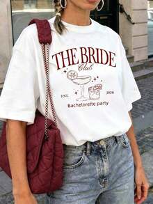 [Free 3-Day Delivery]Women's Short-Sleeved T-Shirt With Round Neck And Letter Print, Casual And Versatile For Everyday Wear. - White - View 7
