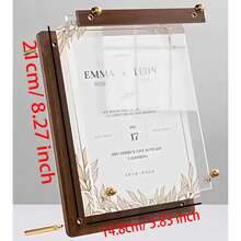 2 Pcs Walnut Grain Pattern Brown L Holder, Classic Gold Screw Removable Frame, Menu Stand, Desktop Photo Frame,Tabletop Display Holder Transparent, Acrylic Price List, Restaurant Price Tag , Table Card Stand For Food Shop Coffee Store Supermarket - 2 Packs - View 11