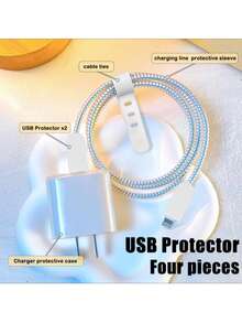 5pcs Black TPU Shockproof Charger Protective Case Cable Winder Compatible With Apple 18W/20W Charger - Transparent Version - View 5