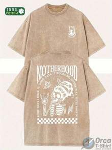Women's Summer T-Shirts, 230g Washed T-Shirt, Modern Pattern Design On Front And Back, High-Quality Batik Cotton, Machine Washable, Unisex, With A Suitable Thickness For Summer T-Shirts, Outdoor Leisure, Holiday Gift. Loose And Comfortable Summer Clothing For Women - 黑色 - 查看 6