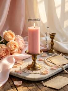 1pc, 1.97 Inch Diameter, Handmade Large Ripple Soy Wax Candle, Height 1.97–7.87 Inch, Suitable For Home Decor, Wedding, Room, Birthday, Valentine's Day, Halloween, Christmas, Party Supplies, Table Atmosphere, Baby Shower, Women's Gift (Pink) - Pink Column Wax - View 15