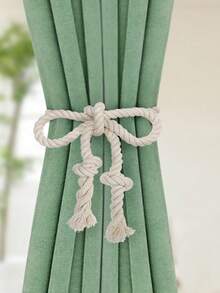 2pcs/4pcs Set, Beige Woven Tie-Back, Modern Minimalist Style Faux Linen Material Curtain Tiebacks, Suitable For Home Decor - Beige - View 4