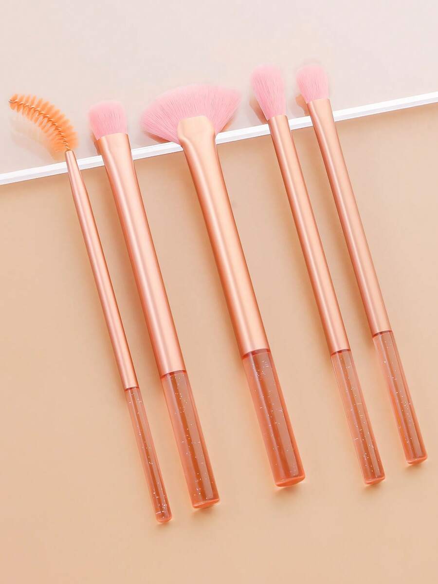 ronshadow Bộ 5 cọ trang điểm, bao gồm cọ quạt highlight, cọ tán kem nền vát cạnh, cọ phấn phủ lớn, cọ tán phấn mắt cỡ trung bình, lược chải mi, bộ dụng cụ trang điểm đầy đủ cho người mới bắt đầu. - Nhiều màu - Xem 1