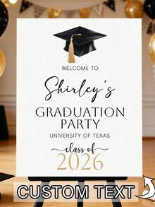 Cartel de Bienvenida de Graduación Personalizado con Foto Personalizada, Nombre, Escuela y Año de Graduación - Cartel de Fiesta de Graduación Personalizado para Graduado 2026, Decoración de Graduación - Multicolor - Ver 2