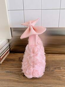 New 3D Rose Tulle Underarm Bag With Bow Handle, Gentle Style Small Bag For And Commuting - Pink - View 4