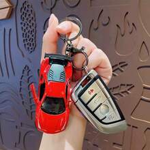 Creative Mini Alloy Sports Car Keychain Pendant, Cartoon Backpack Car Decor Keyring, Unique Gift - Multicolor - View 5