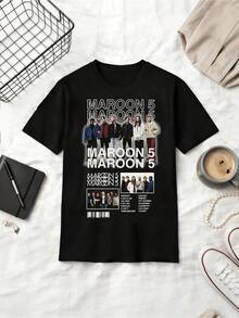 Maroon 5 Inspired Retro Tee, Cotton Band Streetwear Daily Outfit For Women - Black - View 8