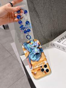Disney Has Authorized, Phone Case - Chain Set, The Stitch Lilo & Stitch 3D Phone Case Plus A Silicone 3D Stitch Bracelet With Metallic Ring Removable Bracelet, Stitch And Angel Pattern, Compatible With Iphone17/16/15/14/13/12/11/XS/XR/X Plus Pro Max, A Stylish Cartoon Phone Case, The Perfect Gift Choice, Phone Protection, Durable Phone Cover, Great Gift For Friends And Family. - 白色 - 查看 3