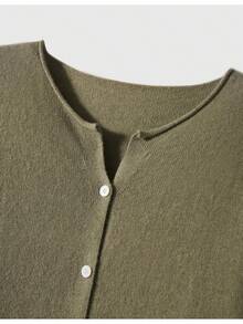Cozy Cardigan For Women - Short Solid Color Sweater Jacket, Casual Office Wear For Autumn And Winter - 酒紅色 - 查看 9