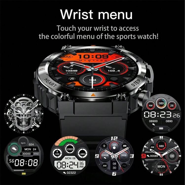 Reloj Inteligente Para Hombres Llamada Bluetooth Asistente De Voz 100+modo De Ejercicio Monitor De Salud De Ritmo Cardíaco Pronó - Camuflaje - Añade 4