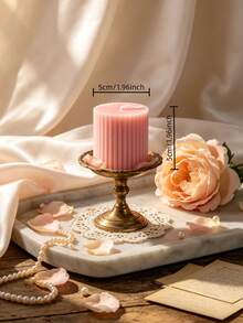 1pc, 1.97 Inch Diameter, Handmade Large Ripple Soy Wax Candle, Height 1.97–7.87 Inch, Suitable For Home Decor, Wedding, Room, Birthday, Valentine's Day, Halloween, Christmas, Party Supplies, Table Atmosphere, Baby Shower, Women's Gift (Pink) - Pink Column Wax - View 13