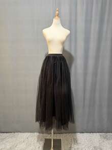 Rok Panjang Wanita Berpinggang Tinggi Warna Polos dari Tulle, Panjang 45/55/65/100cm, 4 Lapisan Tulle + 1 Lapisan Dalam, Cocok untuk Cosplay & Pertunjukan Panggung - MultiWarna - View 21