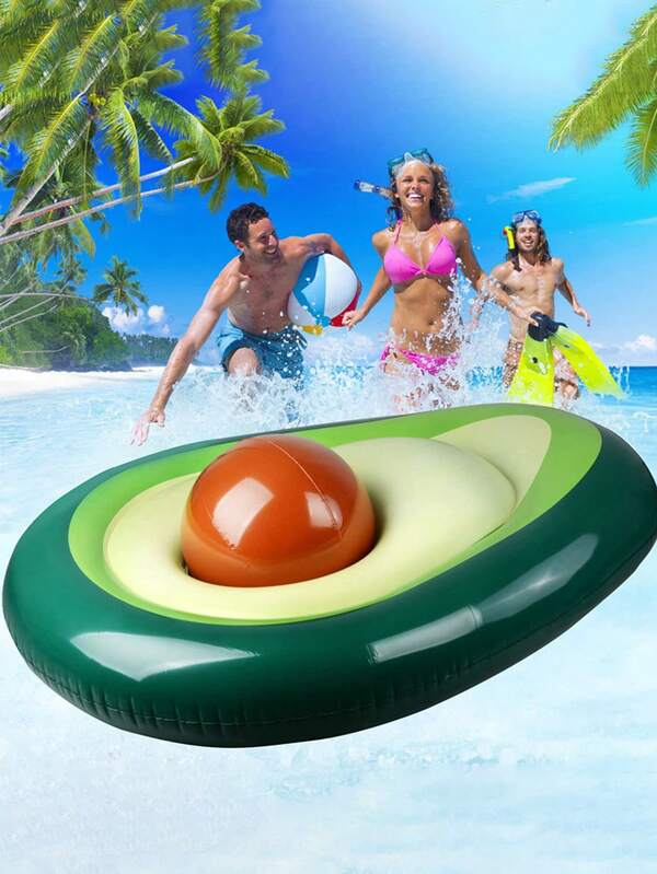 1 pieza Flotador inflable con forma de aguacate desmontable con pelota, cama flotante para piscina, fiesta en la piscina con pelota, accesorios para piscina, balsa inflable para piscina exterior, flotador divertido para piscina