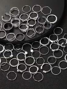 22pcs Assorted Butterfly & Flower Design Rings Set, Elegant Minimalist Mixed Styles, Suitable For Party & Daily Wear, Fashion Jewelry Gift, Random Delivery - Alloy Ring Women's Set - View 4