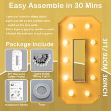 Decorative Signs & Plaques Giant 3FT/92cm Black Mosaic Puzzle Number Lights - Marquee Light Up Numbers With Warm Yellow Lights For Birthday Party Large Mosaic Frame Letter Cardboard Pre-Cut Giant Cut-Out Thick Foam Board Sign DIY Decorations - 黑色 - 查看 6