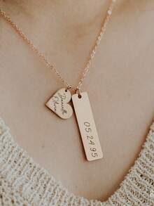 1pc Custom Name Necklace, Stainless Steel Necklace, Custom Name Necklace, Personalized Gift, Mother's Day, Mom Necklace, Mom Gift, Pendant Necklace, Pendant Necklace, Mom Jewelry Gift, Holiday Season Gift, Birthday Gift, Anniversary Gift, Family Necklace - Multicolor 2 - View 12