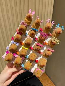 10pcs/Set Cute Capybara Spring Loaded Hair Clips, Suitable For Daily, Party And Side Bangs, Cartoon Hair Clips For Funny Gatherings, Gift For Photo Shooting, Live Streaming, Dates, Super Rejuvenating, Satisfying Daily Matching. Recommended Good Product!, Claw Clips - Kapibala - View 7