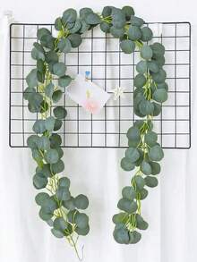 1件人造尤加利藤蔓，綠色，PE材質，人造植物，人造花，假植物，室內/桌面/花園裝飾，學校宿舍/辦公室裝飾，戶外活動/派對/生日裝飾，婚禮季節裝飾，婚禮新娘花束派對家居辦公室廚房餐桌中心裝飾，全年裝飾 - 綠色-C - 查看 2