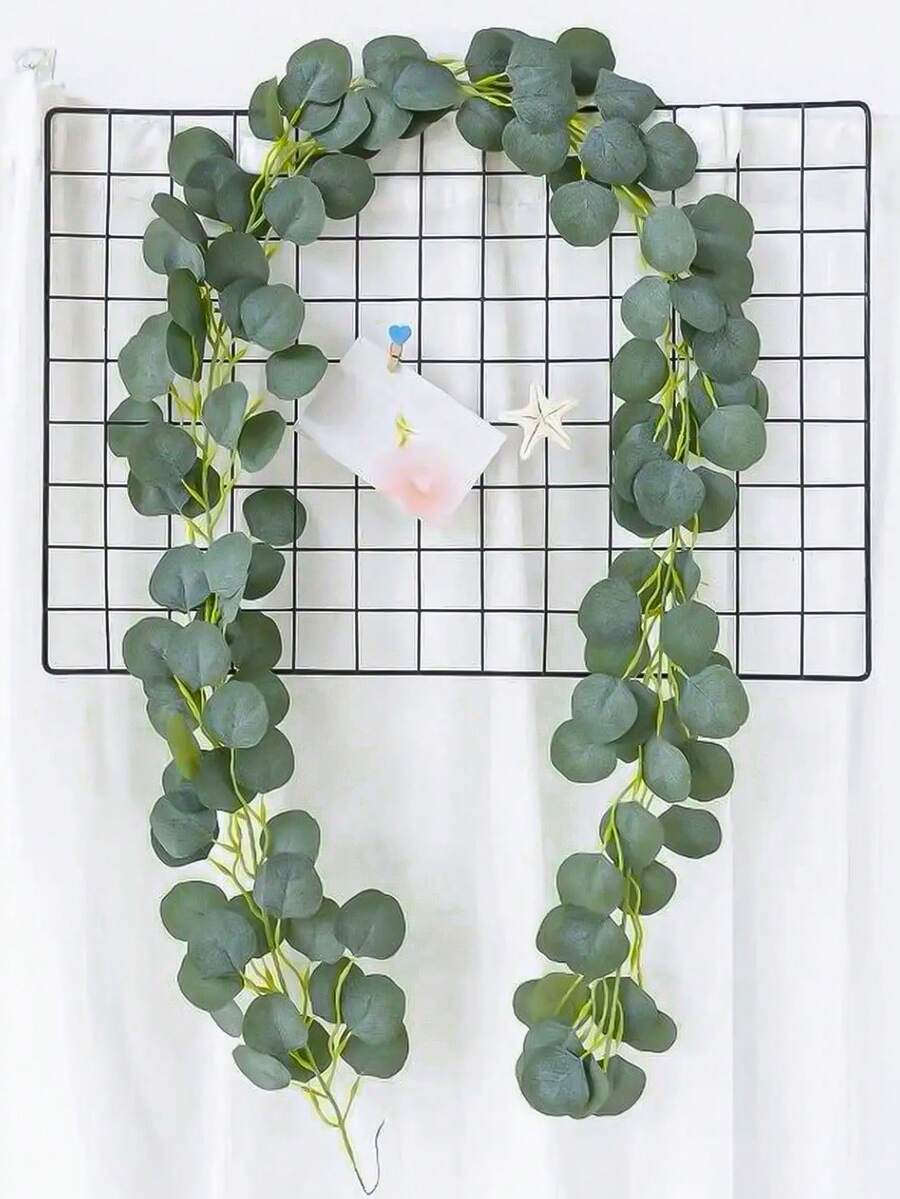 1件人造尤加利藤蔓，綠色，PE材質，人造植物，人造花，假植物，室內/桌面/花園裝飾，學校宿舍/辦公室裝飾，戶外活動/派對/生日裝飾，婚禮季節裝飾，婚禮新娘花束派對家居辦公室廚房餐桌中心裝飾，全年裝飾