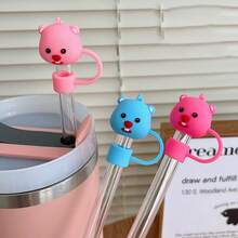 Beaver Silicone Straw Cover, Cup Straw Cap, Cartoon Animal Dust Plug - Multicolor - View 5