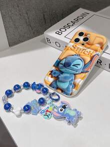 Disney Has Authorized, Phone Case - Chain Set, The Stitch Lilo & Stitch 3D Phone Case Plus A Silicone 3D Stitch Bracelet With Metallic Ring Removable Bracelet, Stitch And Angel Pattern, Compatible With Iphone17/16/15/14/13/12/11/XS/XR/X Plus Pro Max, A Stylish Cartoon Phone Case, The Perfect Gift Choice, Phone Protection, Durable Phone Cover, Great Gift For Friends And Family. - 白色 - 查看 5
