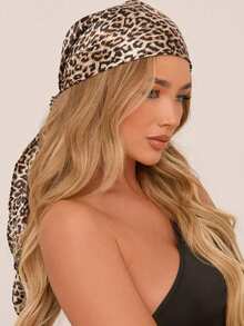 Women's Large Square Satin Scarf 90x90 Elegant Fashion Bandana For Hair And Neck - L36-marrom claro - 查看 5