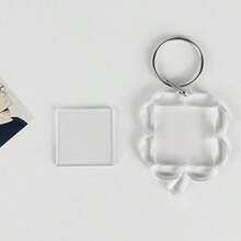 5 móc khóa khung ảnh trống, móc khóa acrylic trong suốt có thể lồng ảnh, móc khóa tháo rời tự làm, quà tặng kỷ niệm cho các cặp đôi. - B - Xem 6