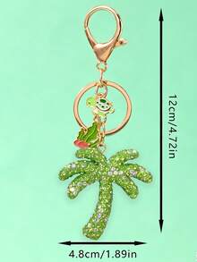 Chaveiro de Coqueiro com Strass Verde, Adornado com Ornamentos de Alga e Tartaruga de Liga Metálica - Estilo Boêmio de Férias. - A - Visão 11
