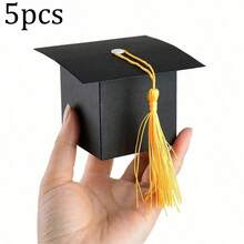 5 piezas/10 piezas/20 piezas Suministros de decoración de graduación, Caja de dulces de graduación, Caja de gorra de graduación DIY, Regalo de graduación, Recuerdos de fiesta de graduación - Multicolor - Ver 9